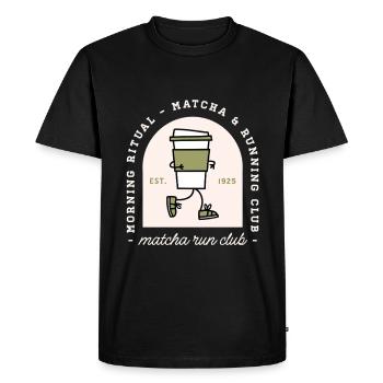 Matcha and running lovers run club funny runner - Men's Premium Organic T-Shirt - black - Front - Nico (187cm)