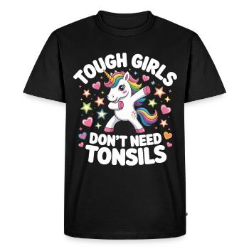 Danse Unicornen : Filles fortes sans amygdales - T-shirt Premium bio Homme - noir - Devant - Nico (187cm)