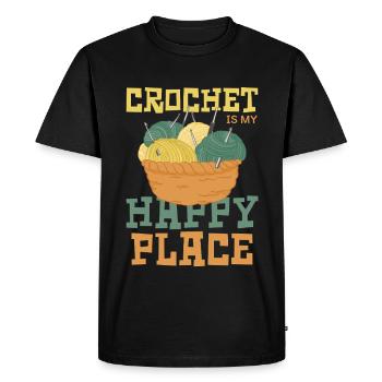 Crochet is my happy place - Men's Premium Organic T-Shirt - black - Front - Nico (187cm)