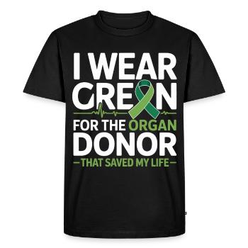Green organ donation lifesaver - Men's Premium Organic T-Shirt - black - Front - Nico (187cm)