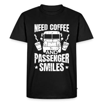 Besoin de café et de sourires des passagers - T-shirt Premium bio Homme - noir - Devant - Nico (187cm)