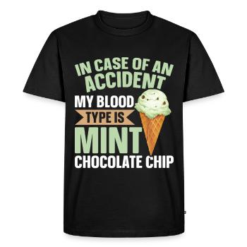 Menthe Chocolat Saveur Cornet de gaufre Menthe - T-shirt Premium bio Homme - noir - Devant - Nico (187cm)