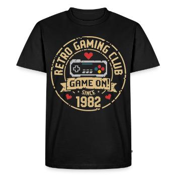 Vintage 1982 Birthday 1982 Gift 1982 - Men's Premium Organic T-Shirt - black - Front - Nico (187cm)