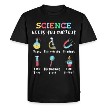 La science suscite la curiosité - T-shirt Premium bio Homme - noir - Devant - Nico (187cm)