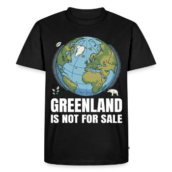 Le Groenland n’est pas à vendre - T-shirt Premium bio Homme - noir - Devant - Nico (187cm)