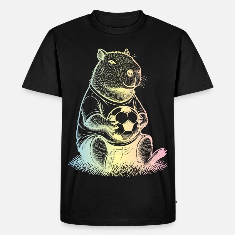 Fußball Capybara - Männer Premium Bio T-Shirt - Schwarz