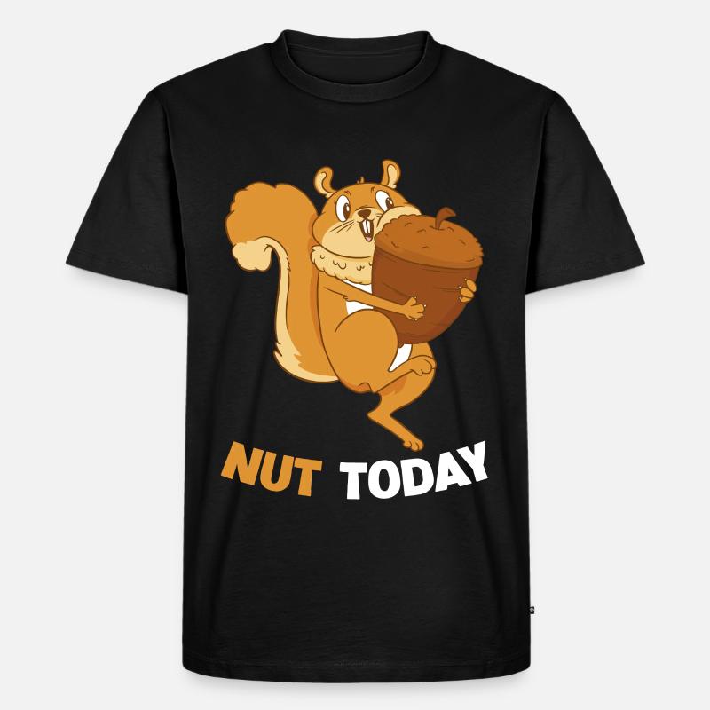 NUT TODAY Eichhörnchen Eichel - Männer Premium Bio T-Shirt - Schwarz
