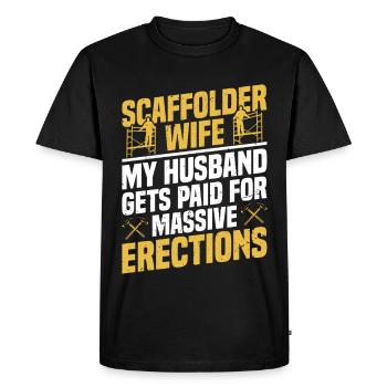 Épouse d’échafaudage ouvrier du bâtiment - T-shirt Premium bio Homme - noir - Devant - Nico (187cm)