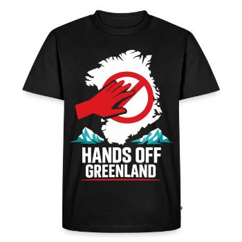 Hands Off Greenland Funny Gift - Men's Premium Organic T-Shirt - black - Front - Nico (187cm)