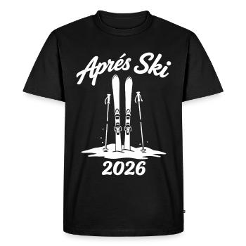 APRES SKI 2026 Fête de Piste d’Hiver - T-shirt Premium bio Homme - noir - Devant - Nico (187cm)