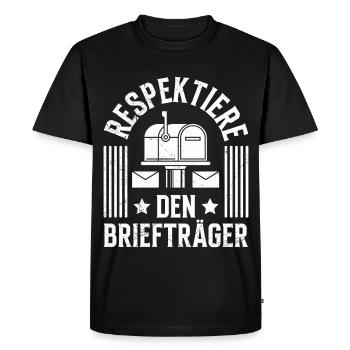 Postman RESPECT THE POSTMAN Funny - Men's Premium Organic T-Shirt - black - Front - Nico (187cm)