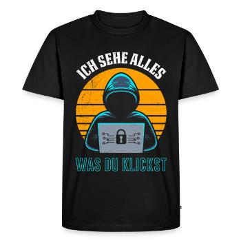 Computer I SEE EVERYTHING YOU CLICK FUNNY - Men's Premium Organic T-Shirt - black - Front - Nico (187cm)