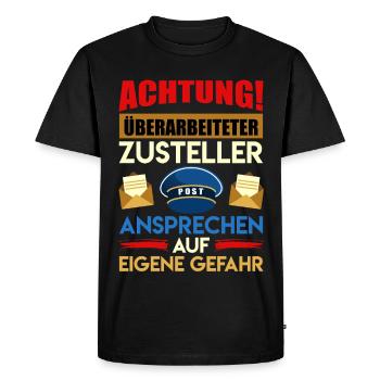 Postmen ATTENTION! REVISED DELIVERY MAN - Men's Premium Organic T-Shirt - black - Front - Nico (187cm)