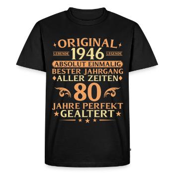 80 Years Perfectly Aged Vintage 1946 - Men's Premium Organic T-Shirt - black - Front - Nico (187cm)