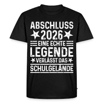 Remise des diplômes 2026 Legend quitte l’enceinte de l’école - T-shirt Premium bio Homme - noir - Devant - Nico (187cm)