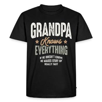 Grandpa Knows Everything Funny Wise Grandpa Saying - Men's Premium Organic T-Shirt - black - Front - Nico (187cm)