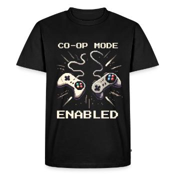 Co-Op Mode Active | Teamwork Social Work - Men's Premium Organic T-Shirt - black - Front - Nico (187cm)