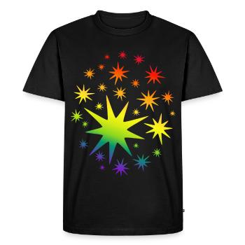 Colorful Stars Rainbow Gradient - Men's Premium Organic T-Shirt - black - Front - Nico (187cm)