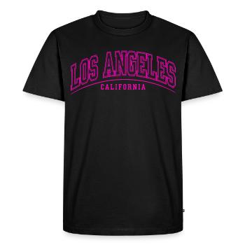 Lettrage rose néon de Los Angeles - T-shirt Premium bio Homme - noir - Devant - Nico (187cm)
