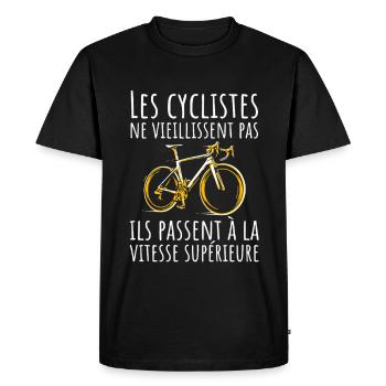 Cyklister bliver ikke gamle Cykelhumor - Herre Premium økologisk T-shirt - sort - Foran - Nico (187cm)