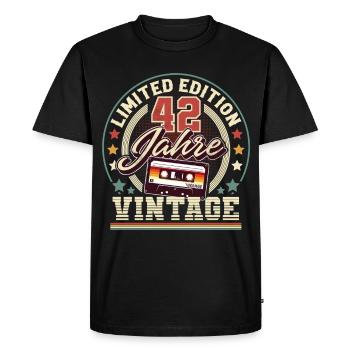 42nd Birthday Vintage Cassette - Men's Premium Organic T-Shirt - black - Front - Nico (187cm)