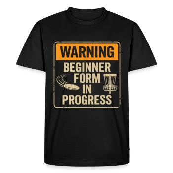 Avertissement Formulaire débutant – Panneau d’avertissement pour le disc golf - T-shirt Premium bio Homme - noir - Devant - Nico (187cm)