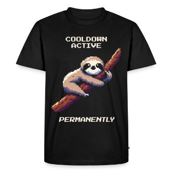 Cooldown active | Sloth Gamer Humor - Men's Premium Organic T-Shirt - black - Front - Nico (187cm)