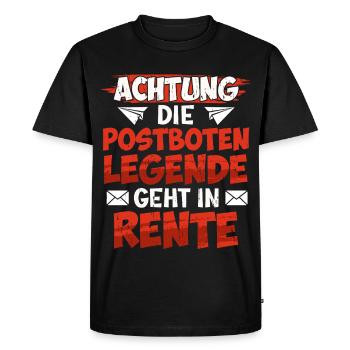Retraite ATTENTION LA LÉGENDE DU FACTEUR PREND SA RETRAITE - T-shirt Premium bio Homme - noir - Devant - Nico (187cm)