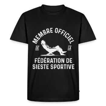 Fédération de sieste sportive humour - T-shirt Premium bio Homme - noir - Devant - Nico (187cm)