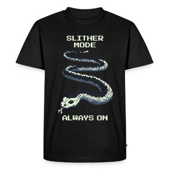 Slither Fashion Always On | Snake Mindset - Men's Premium Organic T-Shirt - black - Front - Nico (187cm)