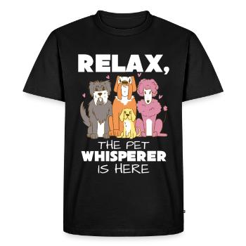 Relax, the animal whisperer is here - Men's Premium Organic T-Shirt - black - Front - Nico (187cm)