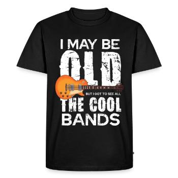 Vieille mais rock : guitare des groupes - T-shirt Premium bio Homme - noir - Devant - Nico (187cm)