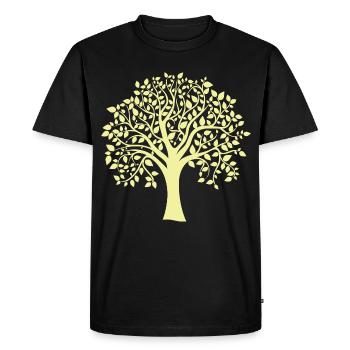 Silhouette jaune d’arbre jumbo imprimé - T-shirt Premium bio Homme - noir - Devant - Nico (187cm)