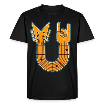 U-Shape Guitar & Rock Hand - Men's Premium Organic T-Shirt - black - Front - Nico (187cm)