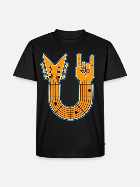 U-Shape Guitar & Rock Hand - Men's Premium Organic T-Shirt - black