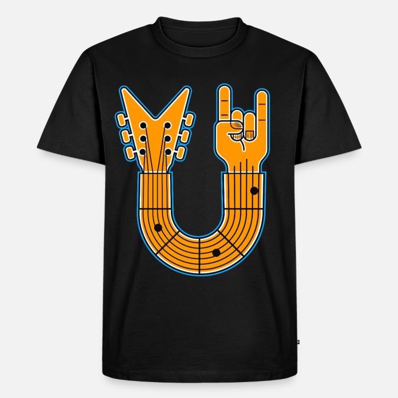 U-Shape Guitar & Rock Hand - Männer Premium Bio T-Shirt - Schwarz
