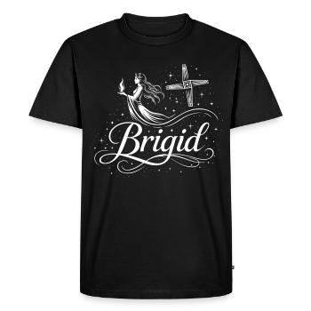 Imbolc Brigid & Flame - Symbol & Cross - Men's Premium Organic T-Shirt - black - Front - Nico (187cm)