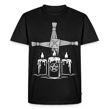 Croix d’Imbolc Brigid avec des bougies rituelles - T-shirt Premium bio Homme - noir - Devant - Nico (187cm)