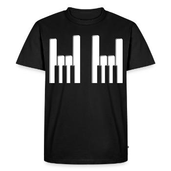 Touches de piano, cors aux doigts - T-shirt Premium bio Homme - noir - Devant - Nico (187cm)