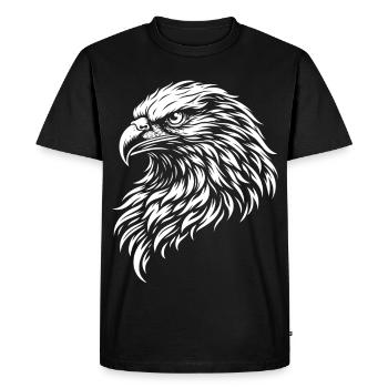 Tête d’aigle tribale – Motif mystique d’animal sauvage - T-shirt Premium bio Homme - noir - Devant - Nico (187cm)