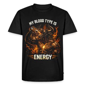 Energy Drink My Blood Type Is Energy - Men's Premium Organic T-Shirt - black - Front - Nico (187cm)
