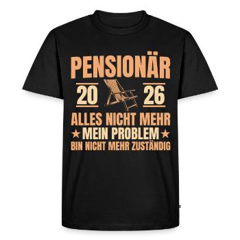 Don de pension d’adieu pour fonctionnaires 2026 - T-shirt Premium bio Homme - noir - Devant - Nico (187cm)