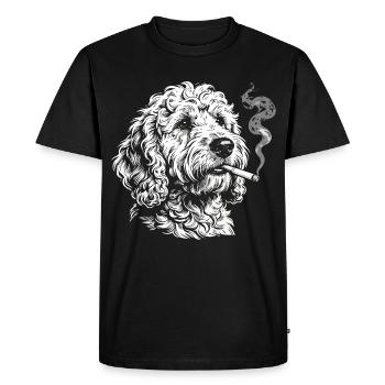 Smoking Goldendoodle : Drôle de dessin de mème de chien - T-shirt Premium bio Homme - noir - Devant - Nico (187cm)