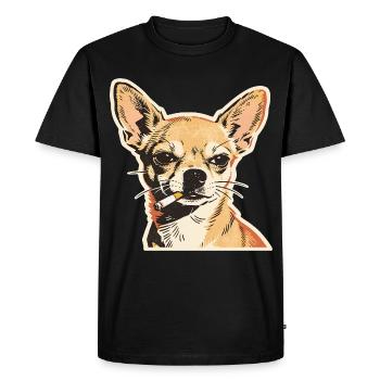 Smoking Chihuahua: Funny Dog Meme Design - Men's Premium Organic T-Shirt - black - Front - Nico (187cm)