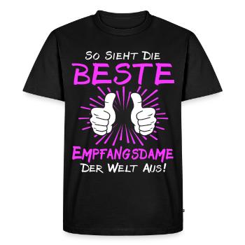 Réceptionniste qui dit - T-shirt Premium bio Homme - noir - Devant - Nico (187cm)