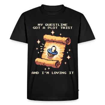 Rebondissement de la quête | Le bébé a tout changé - T-shirt Premium bio Homme - noir - Devant - Nico (187cm)