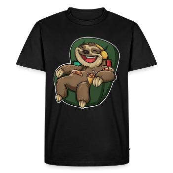 Sloth Pizza - Men's Premium Organic T-Shirt - black - Front - Nico (187cm)