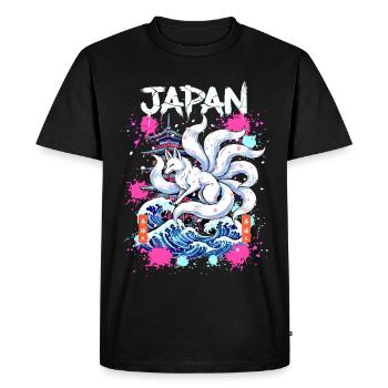 Kitsune Japan Pagoda – Anime Fox Spirit - T-shirt Premium bio Homme - noir - Devant - Nico (187cm)