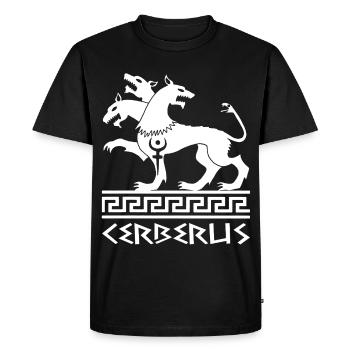 White Cerberus Dog - Men's Premium Organic T-Shirt - black - Front - Nico (187cm)