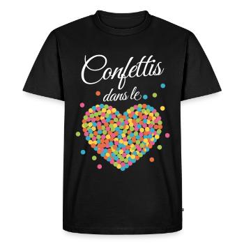 Cœur de Confettis Festif - T-shirt Premium bio Homme - noir - Devant - Nico (187cm)